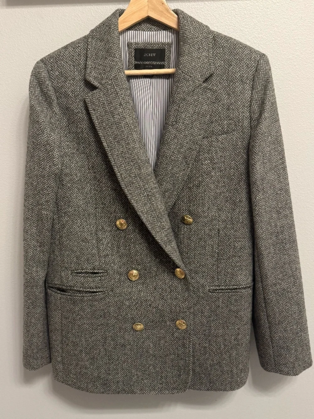 J.Crew Bristol Blazer Heather Graphite Herringbone Wool Size 10. $248